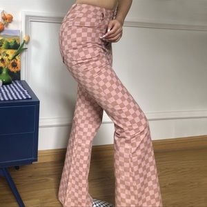 Pink Nude Neomi Check Plaid Women High Waist Pant
